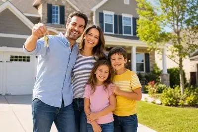 Happy couple celebrating sold home